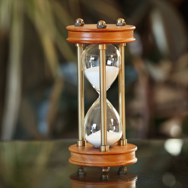 Wood Hourglass with Brass Spindles 30 Minute