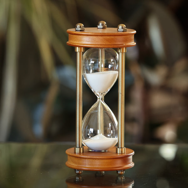 Wood Hourglass with Brass Spindles 30 Minute