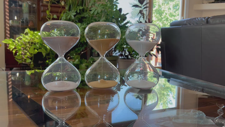 60 Minute Glass Timer with Gold, Natural or White Sand