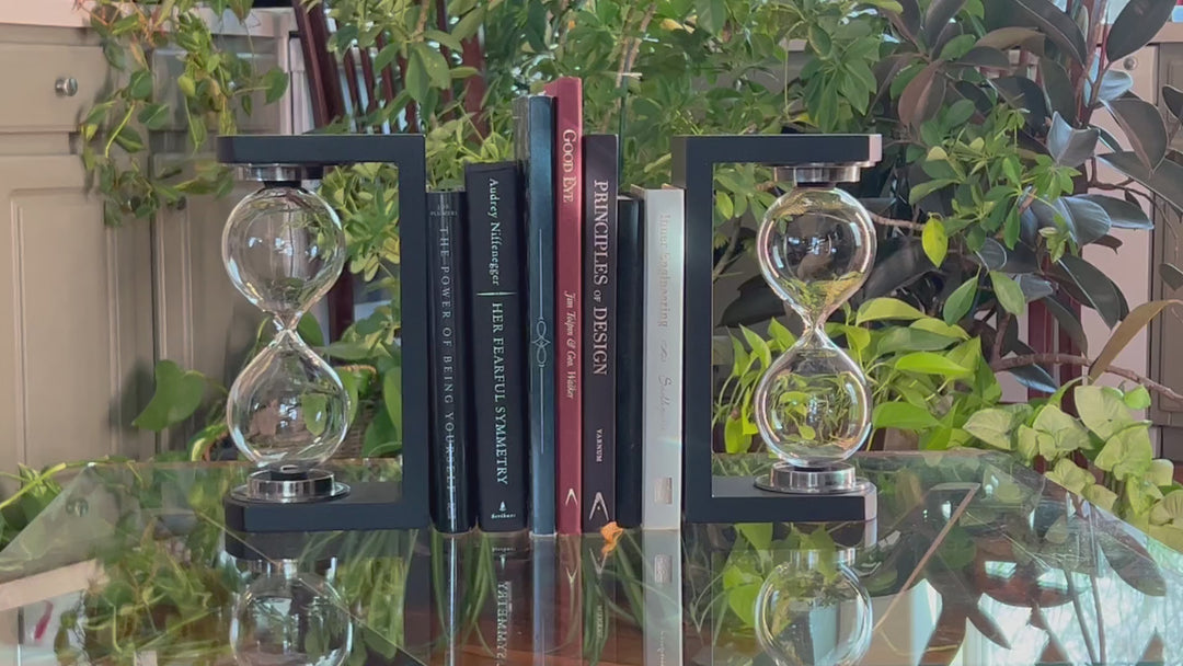 Modern Bookend Hourglass Set Fillable