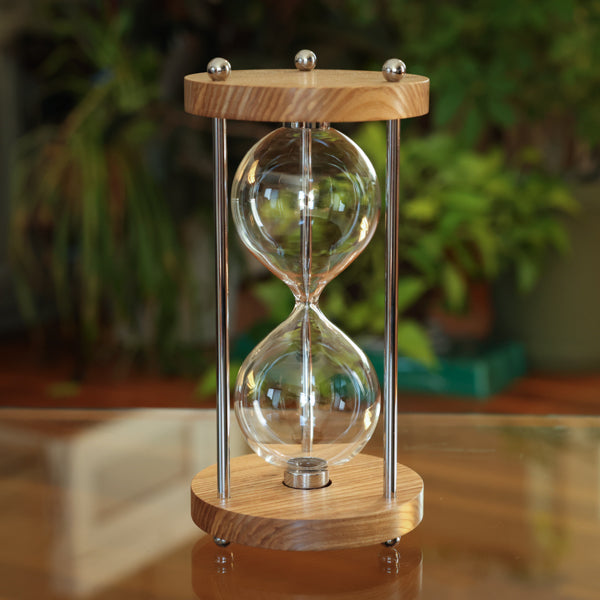 Solid Ash Fillable Hourglass With Metal Spindles