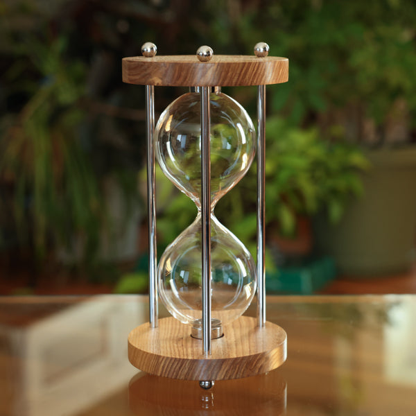 Solid Ash Fillable Hourglass With Metal Spindles