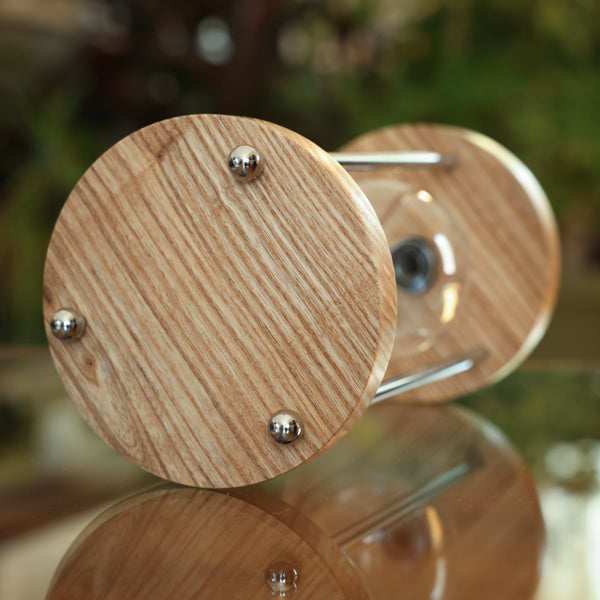 Solid Ash Fillable Hourglass With Metal Spindles
