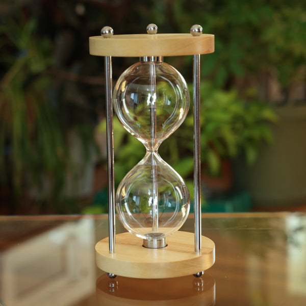 Solid Birch Urn Hourglass With Metal Spindles