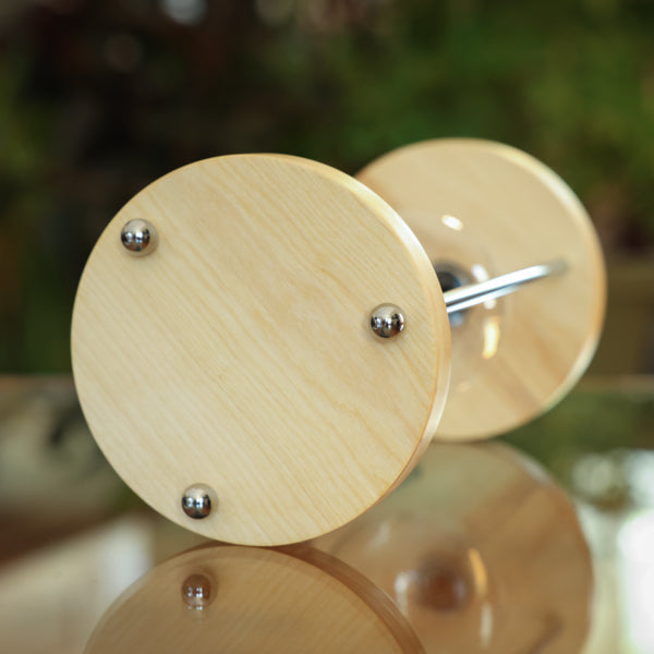 Solid Birch Urn Hourglass With Metal Spindles