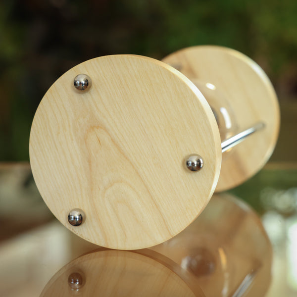 Solid Birch Urn Hourglass With Metal Spindles