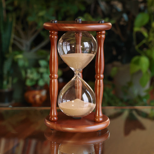 Walnut Hourglass 60 Minute with White, Light Brown or Swirled Natural Sand
