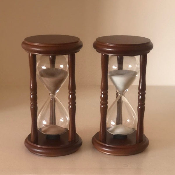 Walnut Hourglass with White or Light Brown Sand 5-Minute