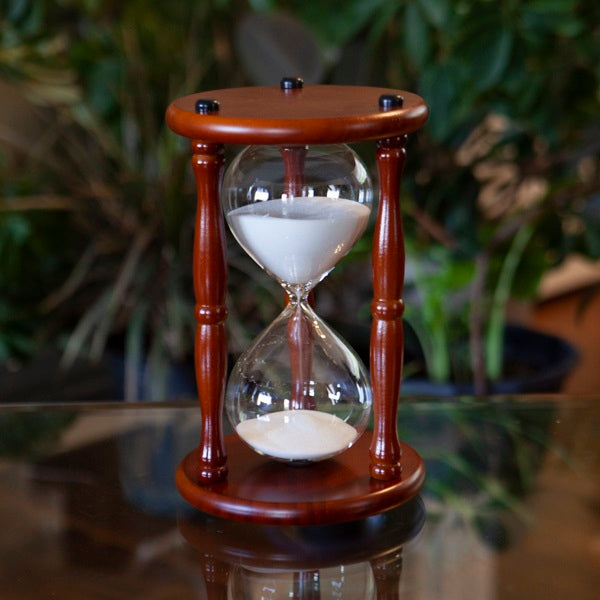 Walnut Hourglass With Swirled Natural or White Sand 60 Minute