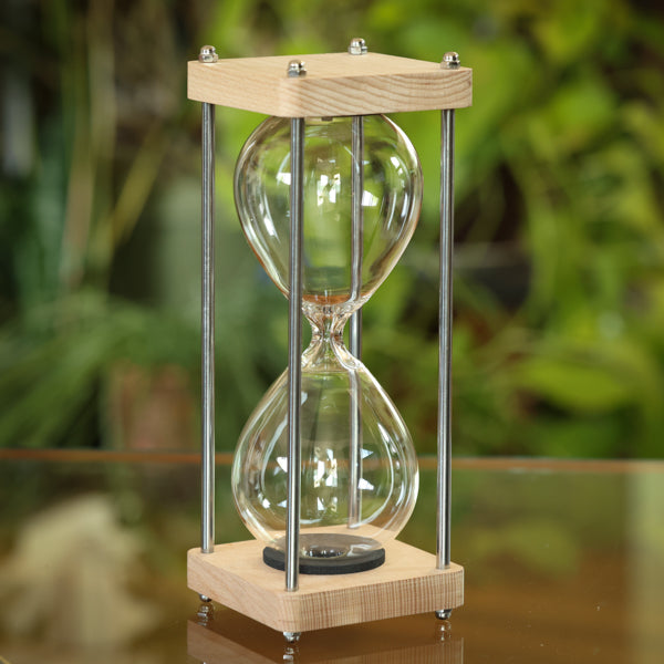 Natural Square Hourglass Urn with Silver Spindles