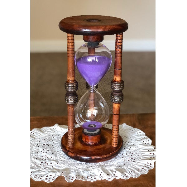 60 Minute Bobbin Hourglass with Purple or Red Sand