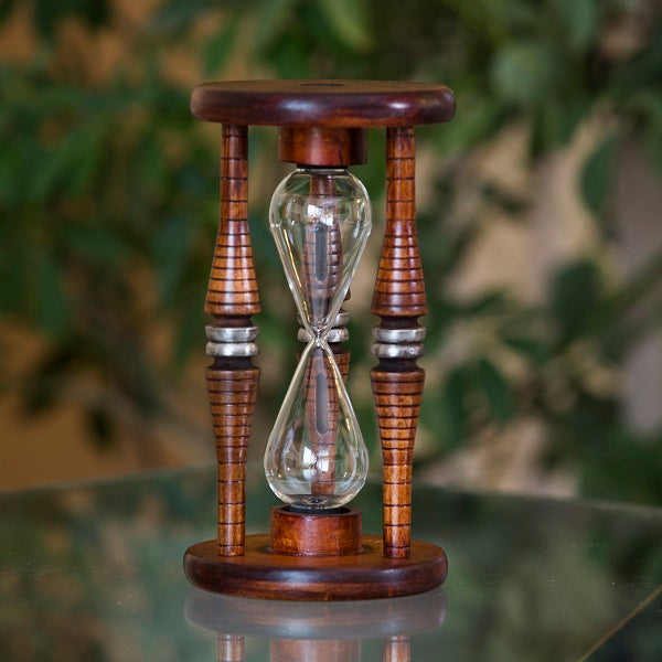 Antique Wood Sand Timer Urn