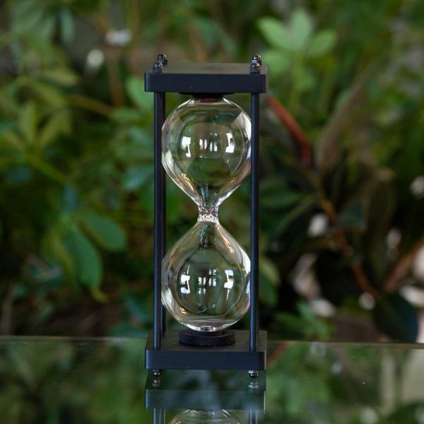 Black Square Hourglass Urn with Metal Spindles