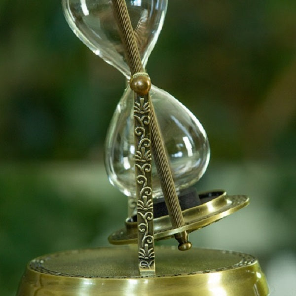 Brass Hibiscus Rotating Fillable Hourglass