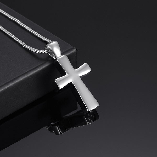 Silver Tone Cross Keepsake Necklace or Keychain
