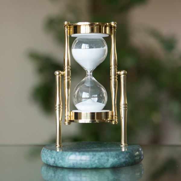Green Marble and Brass Hourglass 30 Minute