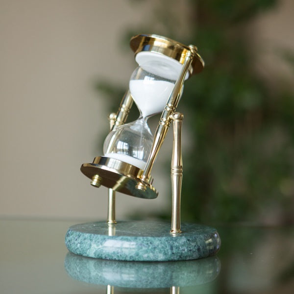 Green Marble and Brass Hourglass 30 Minute