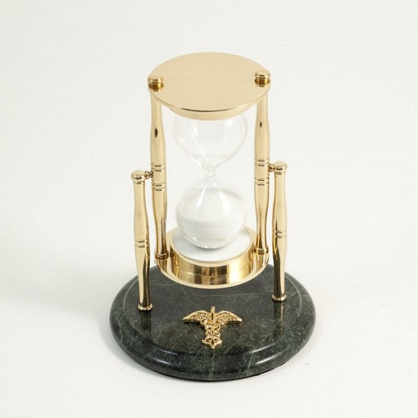 Green Marble and Brass  Hourglass Medical 30 Minute