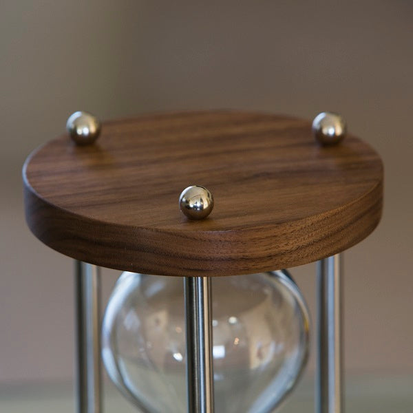 Solid Walnut Hourglass Urn With Metal Spindles