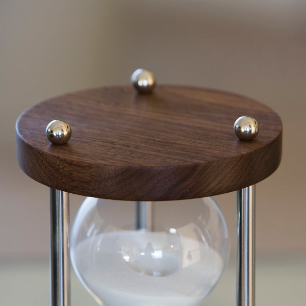 Solid Walnut 30 or 60 Minute Hourglass With Metal Spindles