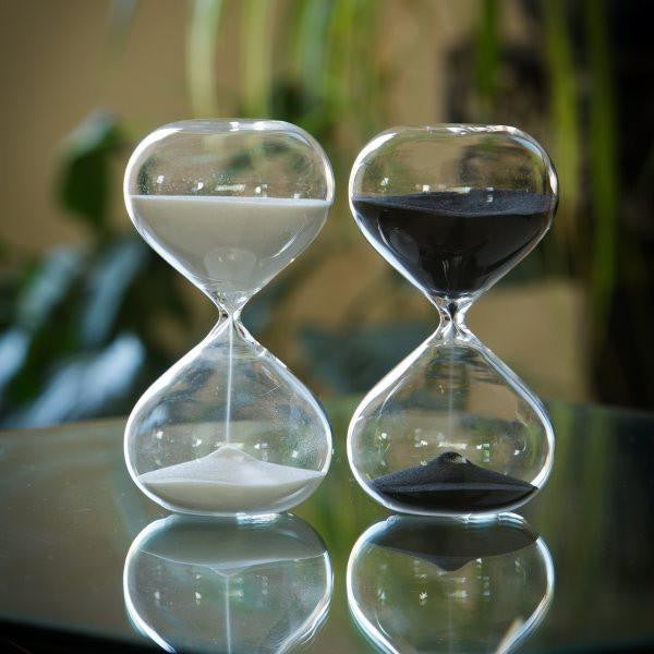 30 Minute Modern Glass Timer -  Black or White Sand