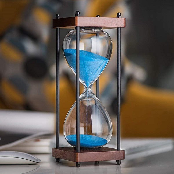 Square Wood Hourglass with Black Spindles 30 Minutes