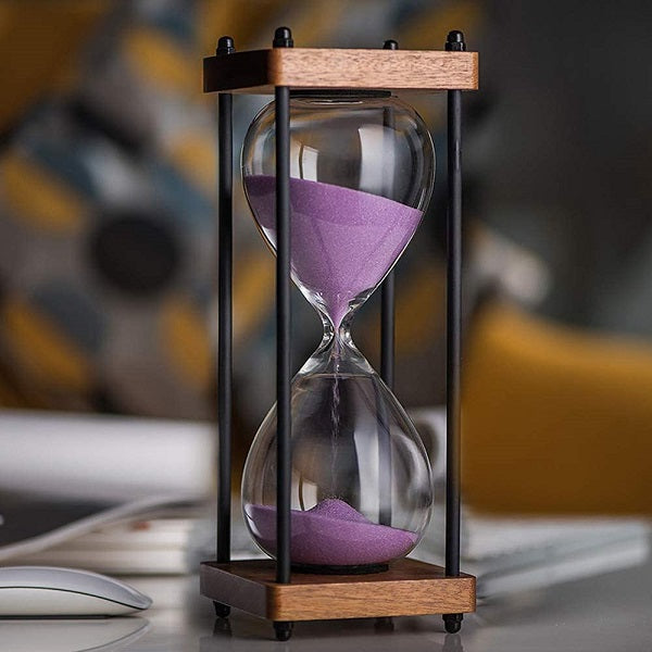 Square Wood Hourglass with Black Spindles 30 Minutes