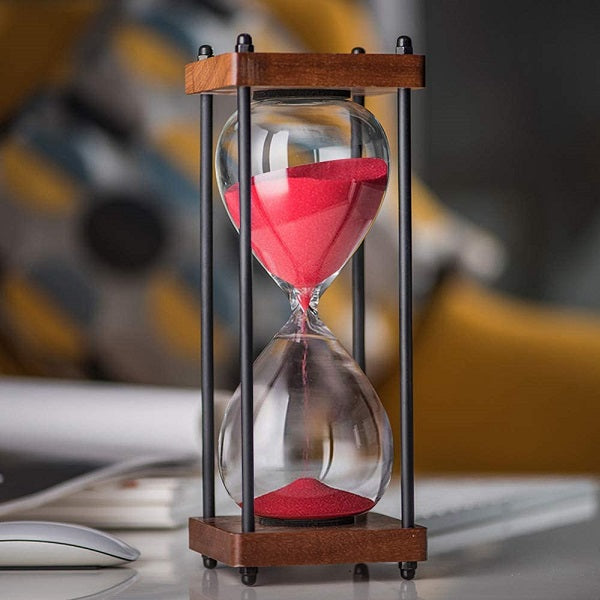 Square Wood Hourglass with Black Spindles 30 Minutes
