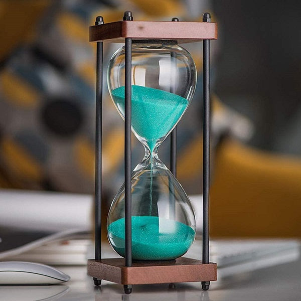 Square Wood Hourglass with Black Spindles 30 Minutes