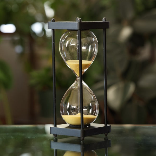 Square Black Hourglass with Black Spindles Black, White, Natural, or Gold Sand