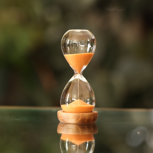 10 Minute Freestanding Timer in Wood Base - Blue or Orange Sand