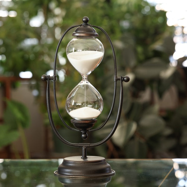 Rectangular Hourglass Rustic Metal 50-Minute Rotating Hourglass