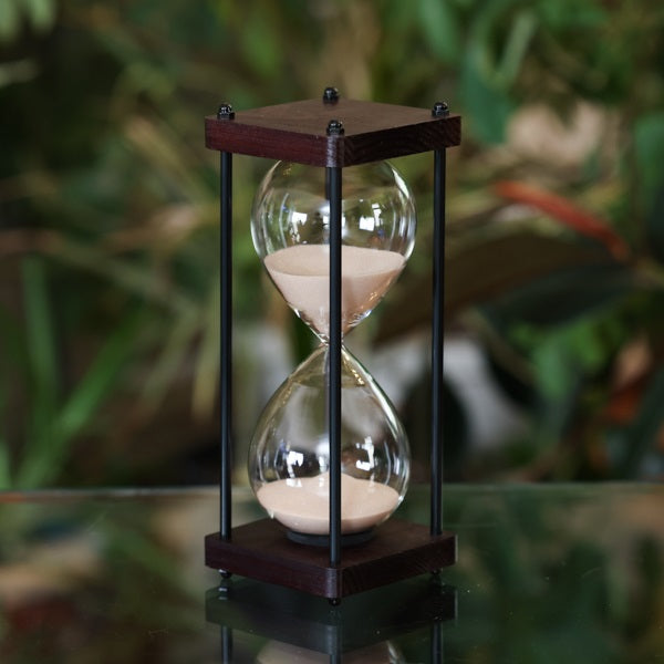 Square Wood Hourglass with Black Spindles 30 Minutes