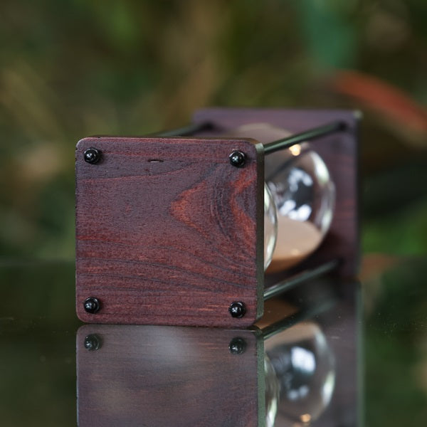 Wood Square Hourglass Urn with Gold Accents