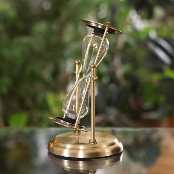 K&H Vintage Brass Rotating Hourglass Urn