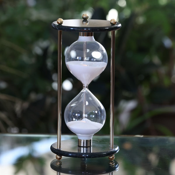 Green Marble Hourglass with Brass or Chrome Spindles 50 Minute