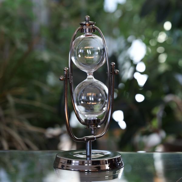Metallic Black Rotating Hourglass Urn