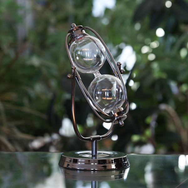 Metallic Black Rotating Hourglass Urn