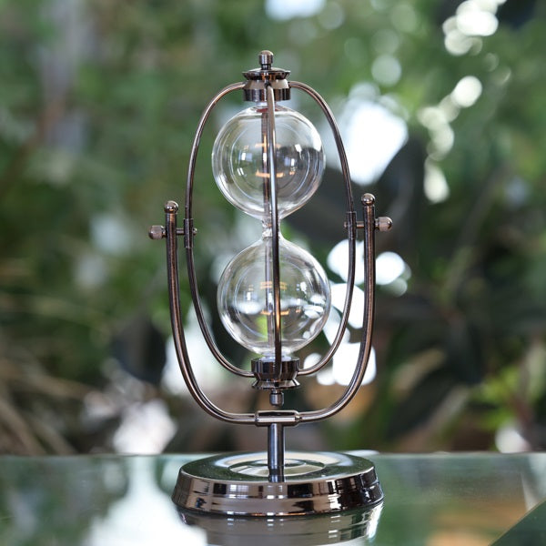 Metallic Black Rotating Hourglass Urn
