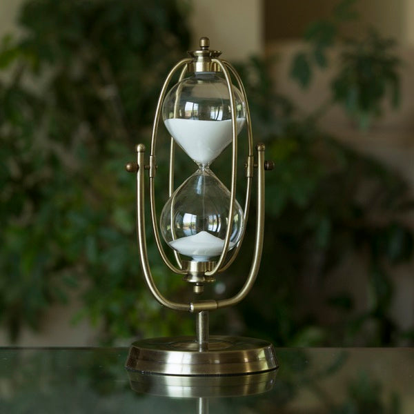 Round Brass Flip-over Hourglass Timer - 30 or 60 Minute