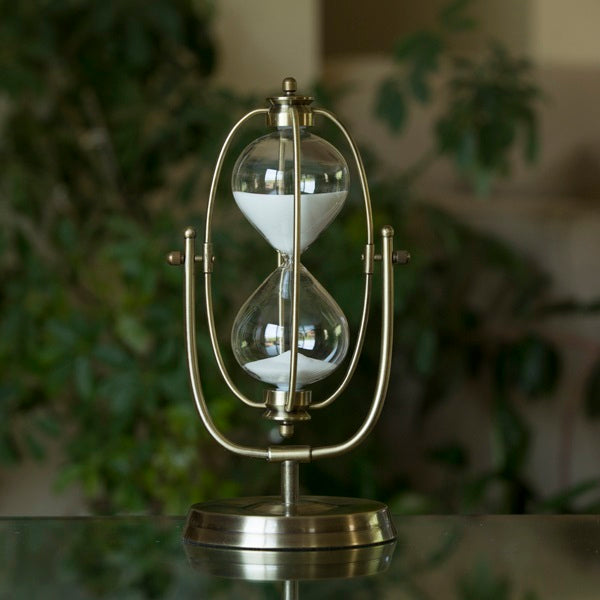 50 Minute Brass Flip-over Hourglass Timer Brass or Silver