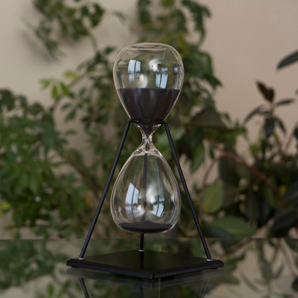 60 Minute Modern Glass Timer on Stand Black, White, Grey or Navy