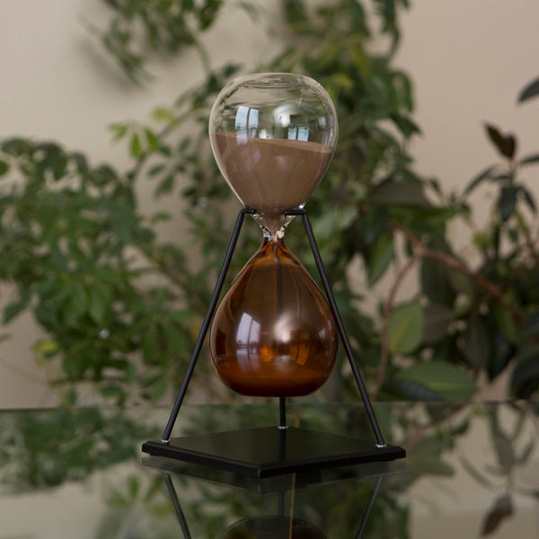 60 Minute Hand Blown Bicolor Modern Sand Timer - Blue, Purple or Amber