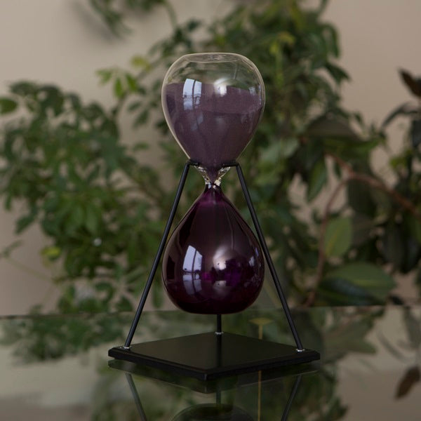 60 Minute Hand Blown Bicolor Modern Sand Timer - Blue, Purple or Amber