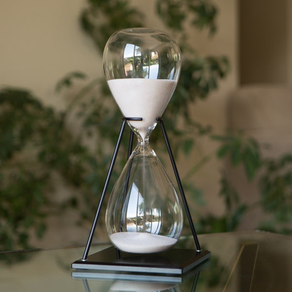 Large Freestanding Hourglass in Stand with Natural Sand 60 Minute