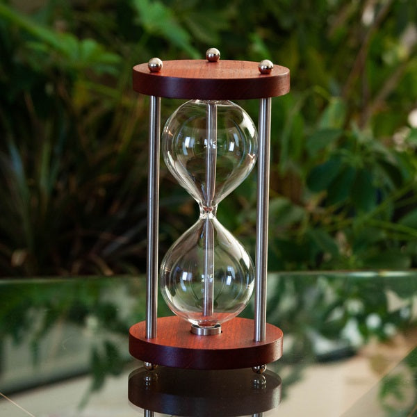 Solid Padauk Fillable Hourglass With Metal Spindles