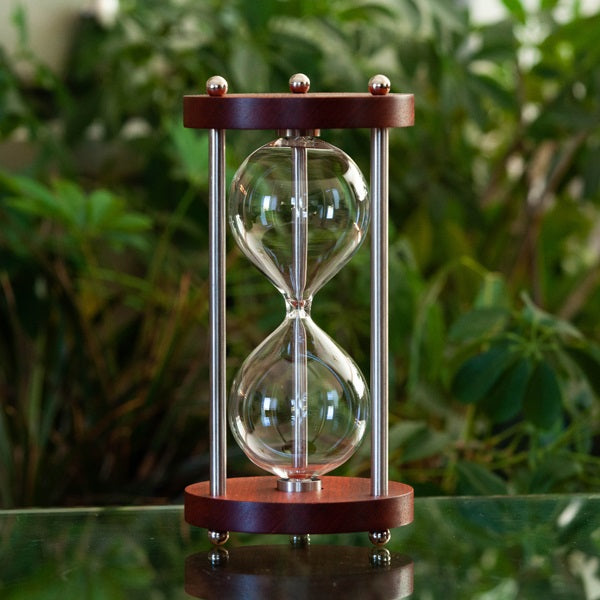 Solid Padauk Fillable Hourglass With Metal Spindles