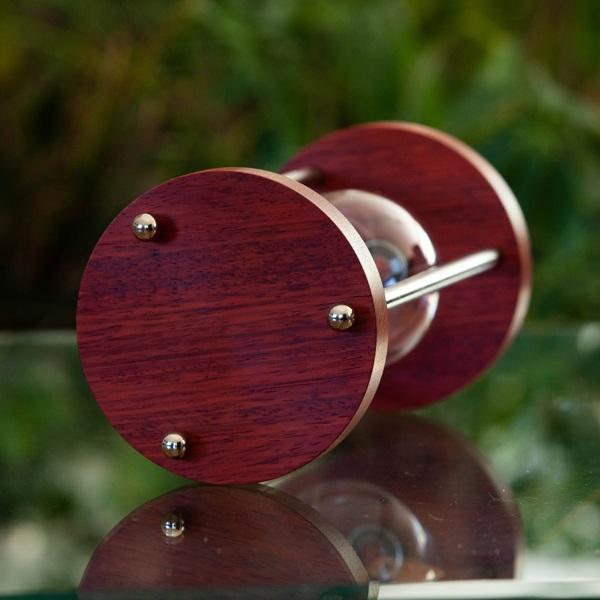 Solid Padauk Urn Hourglass With Metal Spindles