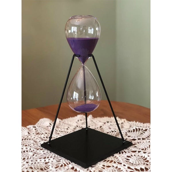 60 Minute Purple Glass Timer on Stand