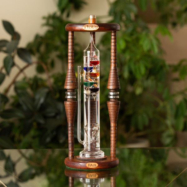 Vintage 12 Galileo Thermometer in Silver Base Tall Vintage Post